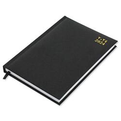 FIS A5 Diary 2024 (Arabic/English) 1 Side Padded Cover, Black - FSDI18AE24BK