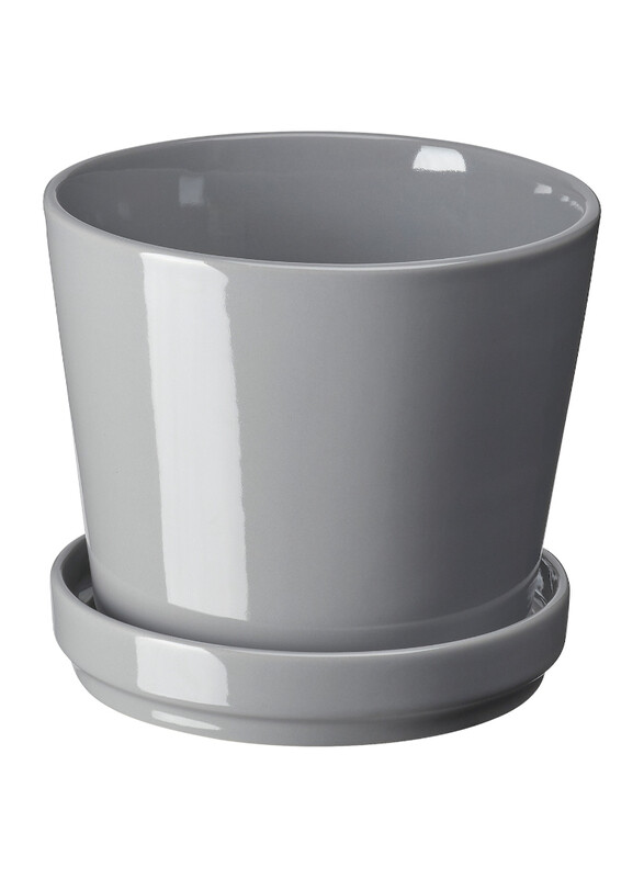 

Citrusfrukt Plant pot with saucer, in/outdoor grey, 12 cm