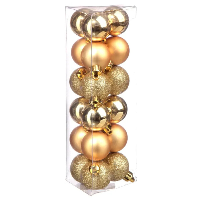 

Generic Christmas Atmosphera Plastic Bauble Set (18 Pc., 3 x 4.2 cm, Gold)