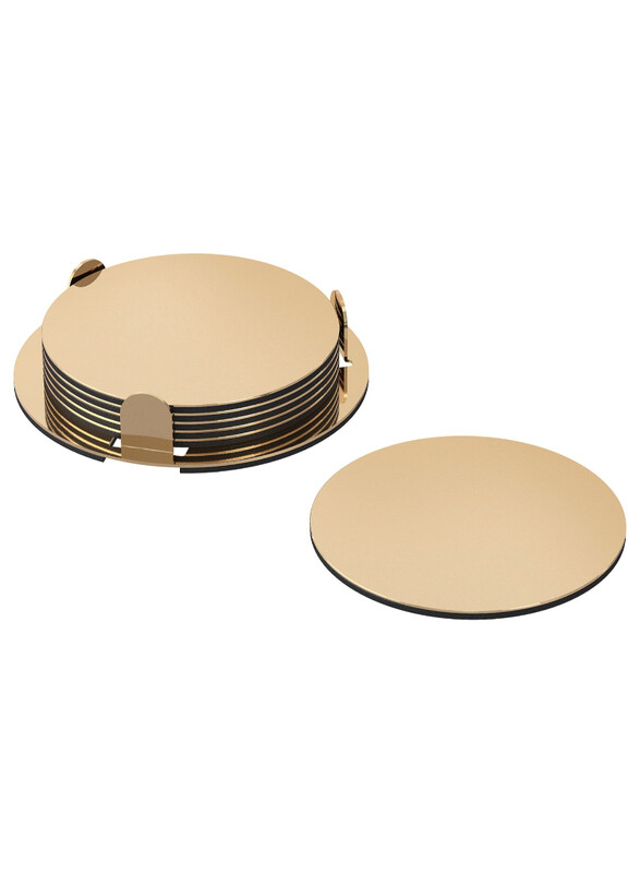

Glattis Coasters with holder, brass-colour, 8.5 cm