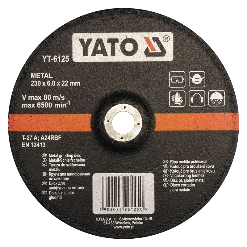 YATO Metal Grinding Disc 230x6.0x22mm YT-6125