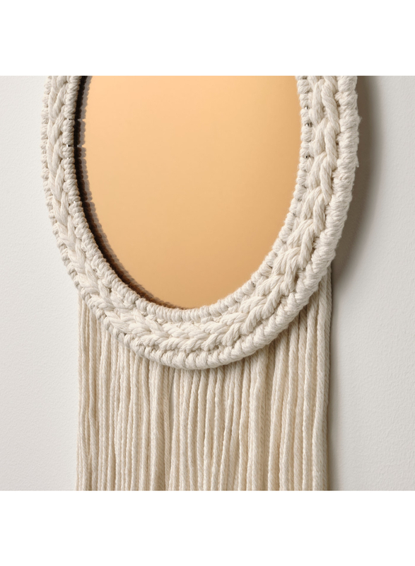 Decorative mirror, with fringes/beige copper-colour, 26x48 cm