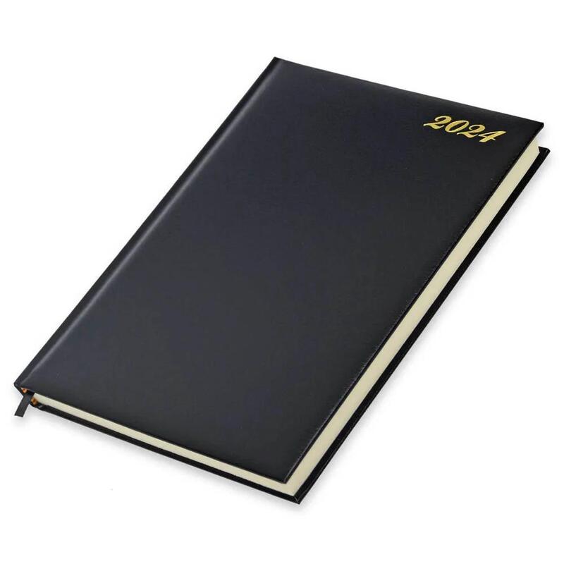 FIS Bonded Leather Diary 2024 (English) Black, A4 - FSDI40EBI24BK