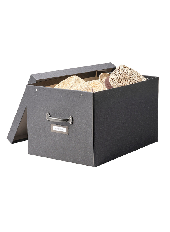 Storage box with lid, dark grey, 35x56x30 cm