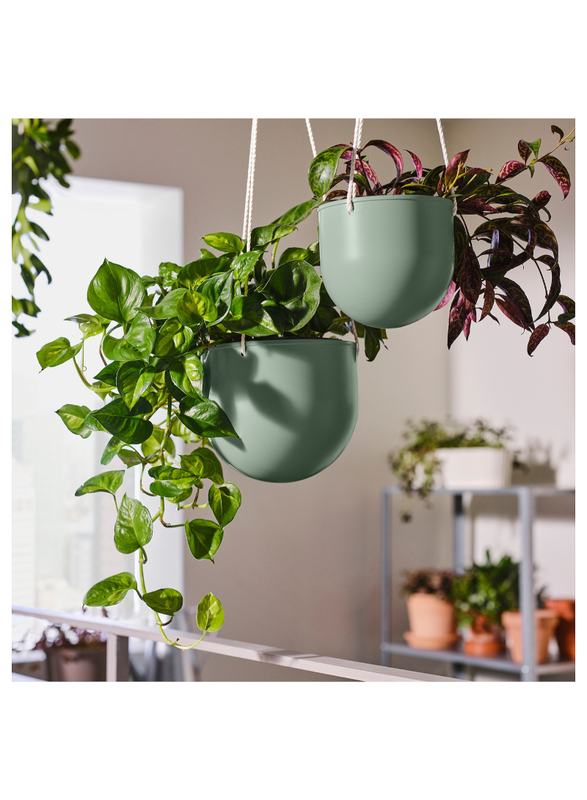 Hanging planter, set of 2, in/outdoor light grey-green