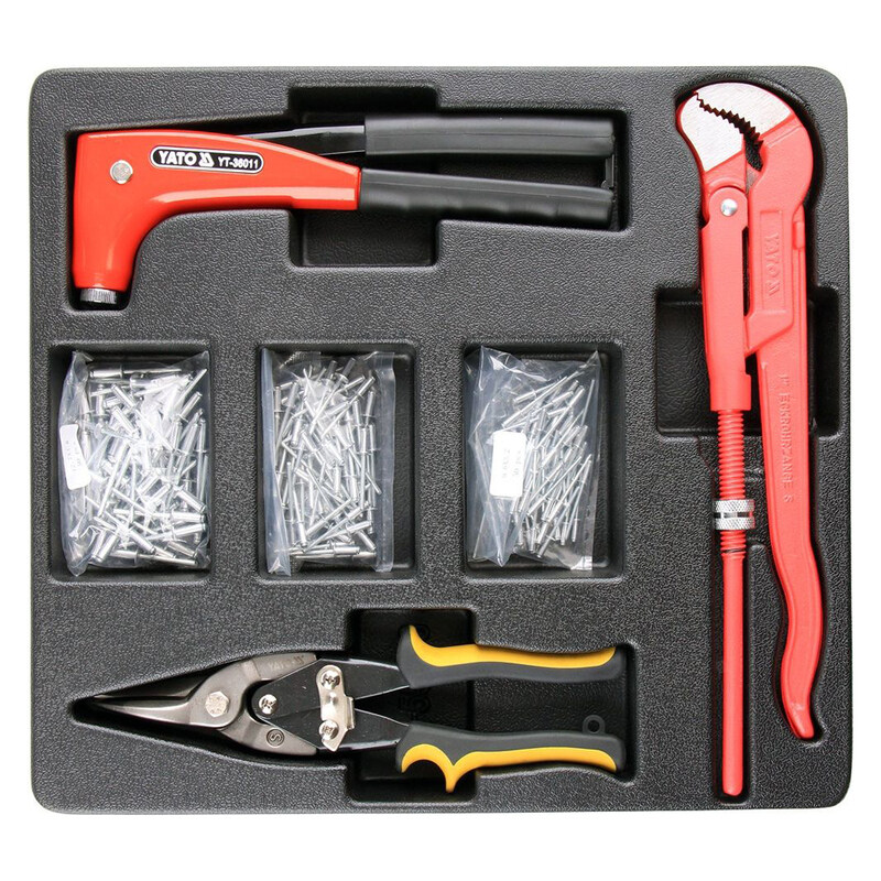 

YATO Drawer Insert With Hand Riveter, Rivets Snip and Wrench 6pcs YT-55478
