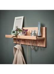 Wall organiser w hooks, oak, 42x15x11 cm