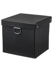 Storage box with lid, black, 16.5x16.5x15 cm