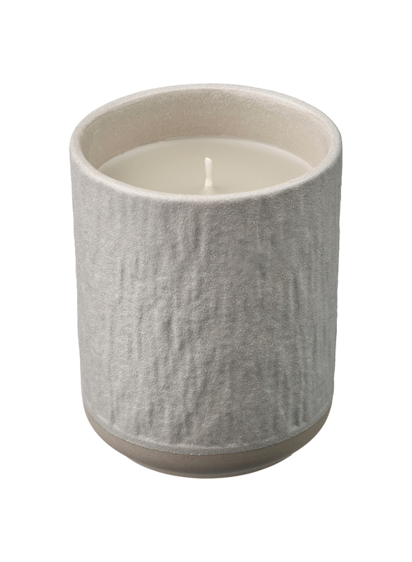 Scented candle in ceramic jar, dew & moss/off-white, 45 hr