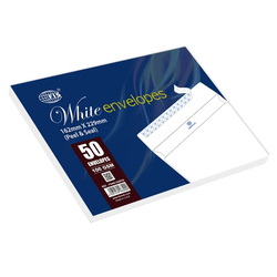 FIS White Envelope Peel & Seal, Pack of 50 Pcs. C5 (162 X 229 mm), 100 GSM - FSWE1026P50