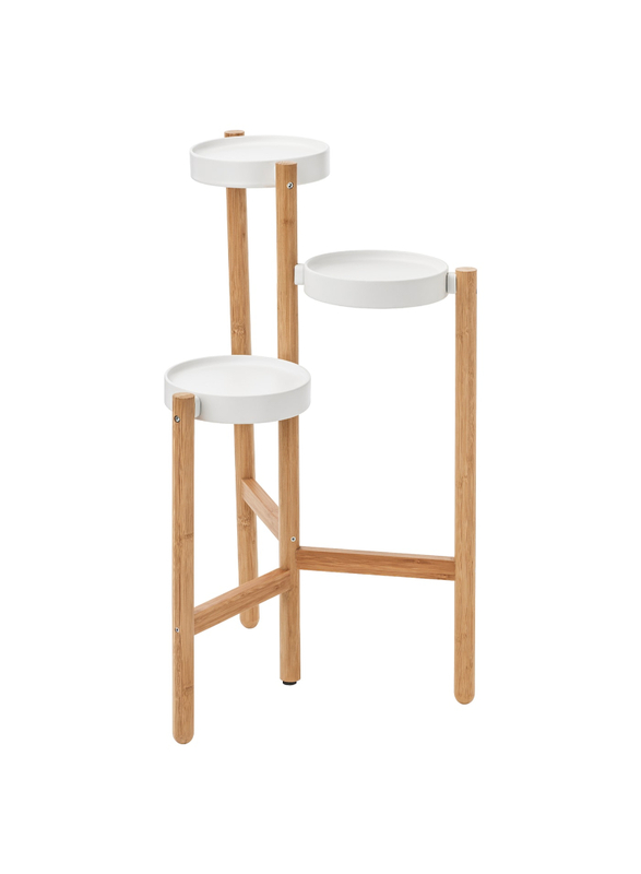 Plant stand, bamboo/white, 78 cm