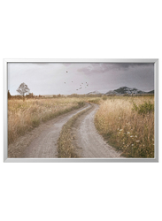 Picture with frame, winding country road/aluminium-colour, 118x78 cm