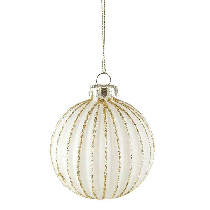 

Generic Christmas Atmosphera Marron Glace Stripe Glitter Glass Bauble (7 cm)
