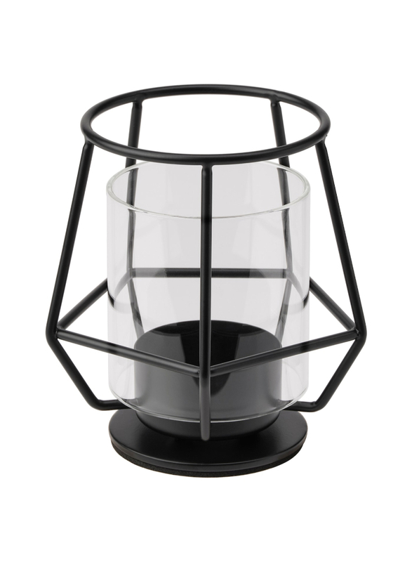 Tealight holder, black, 10 cm