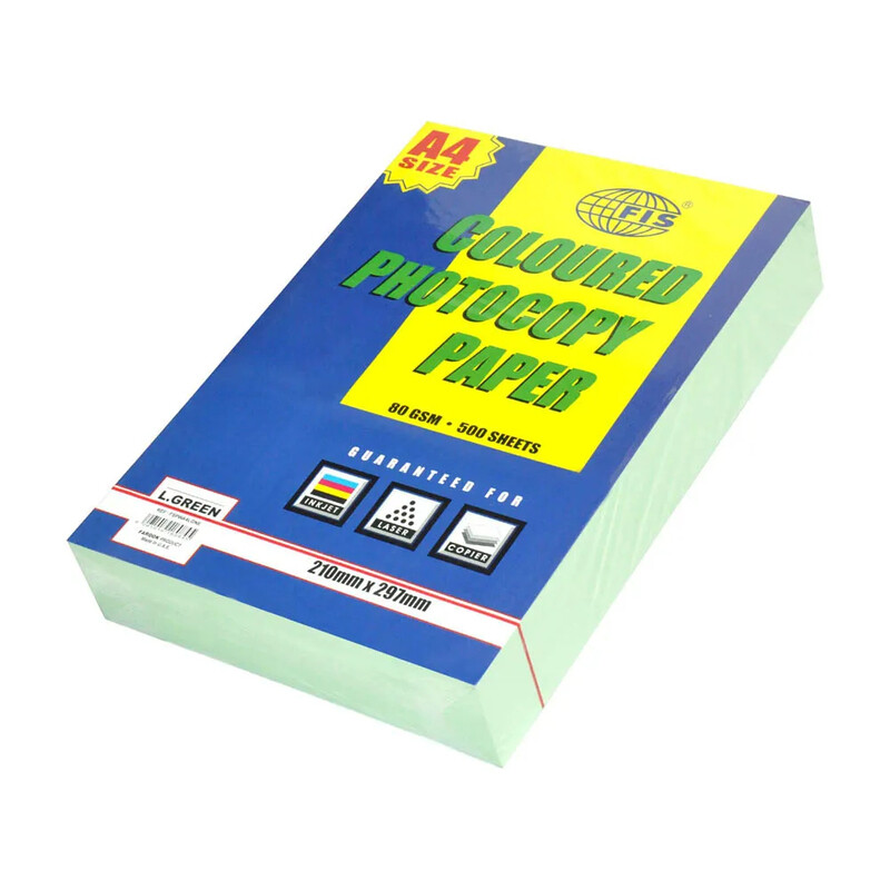 

Generic FIS Pastel Color Photocopy Paper, 500 Sheets, 80 gsm, Pastel Light green Color, A4 Size - FSPWA4LGNE