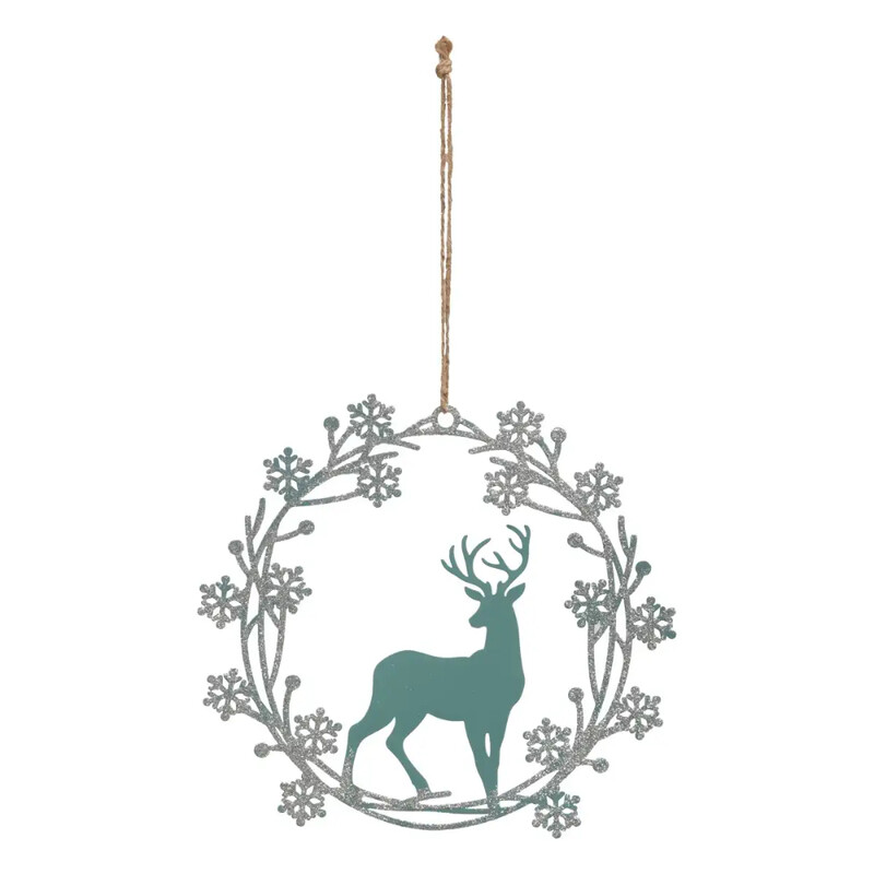 

Generic Christmas Atmosphera Metal Deer Wreath Festive Decor (L 18 cm, Green)