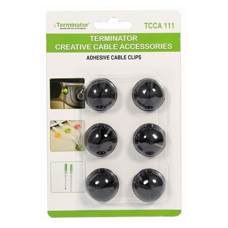 Creative Cable Accessories - Adhesive Cable Clips 6pcs Assorted Colors TCCA 111 Terminator