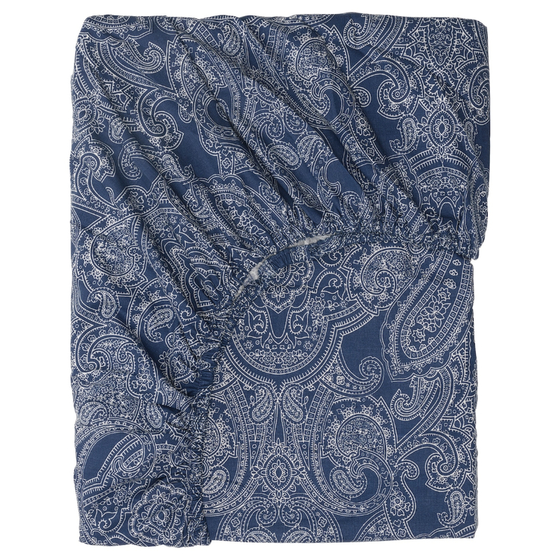 Fitted Sheet Dark Blue/White 90X200cm