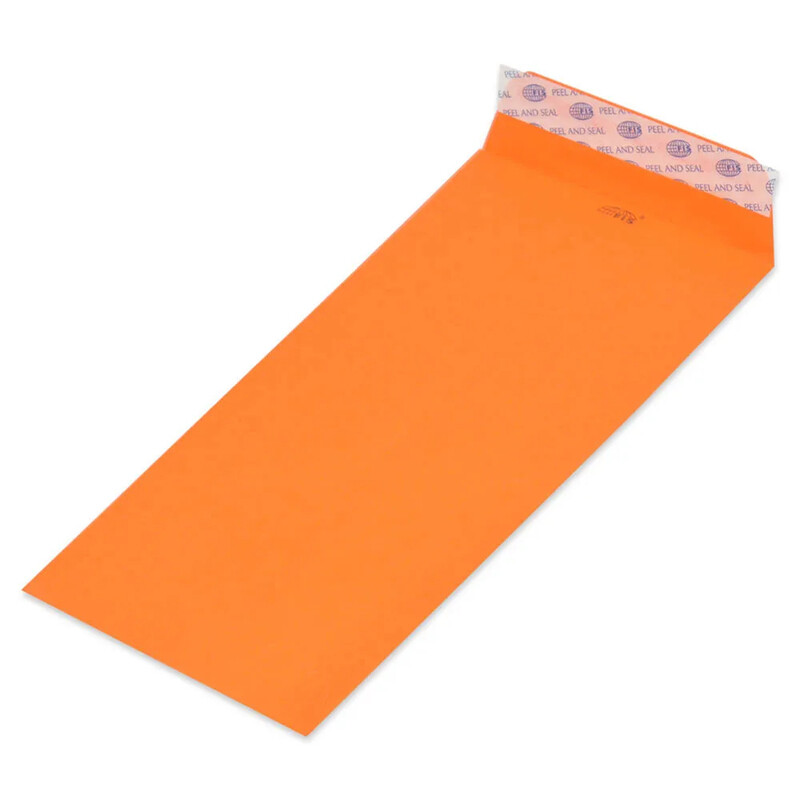 

Generic FIS Pack of 50 FIS Neon Color Envelopes, 80 GSM, Peel & Seal, Size 9 X 4 Inch, Color Orange