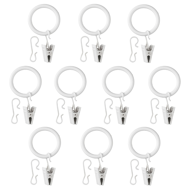 Curtain Ring Withclip And Hook White 25 Mm