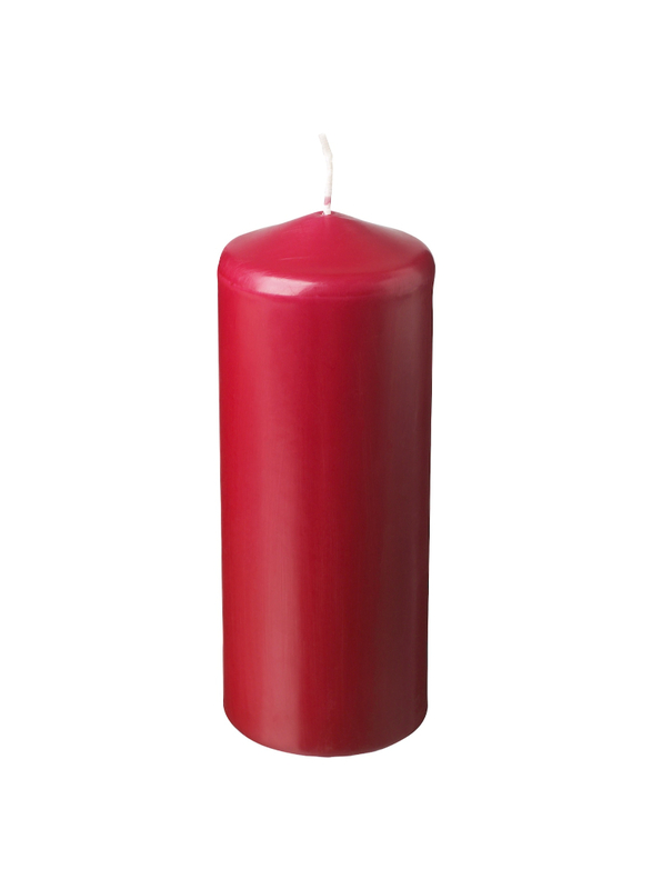 Unscented pillar candle, red, 19 cm