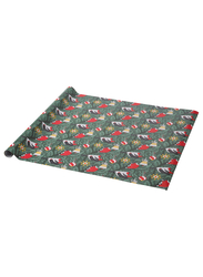 Gift wrap roll, bird pattern green, 3x0.7 m