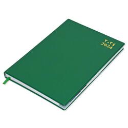 FIS 2024 Agenda Diary Arabic/English Left Side Opening with 12 Months Index, PVC Hard Cover Green - FSDI63AEL24GR