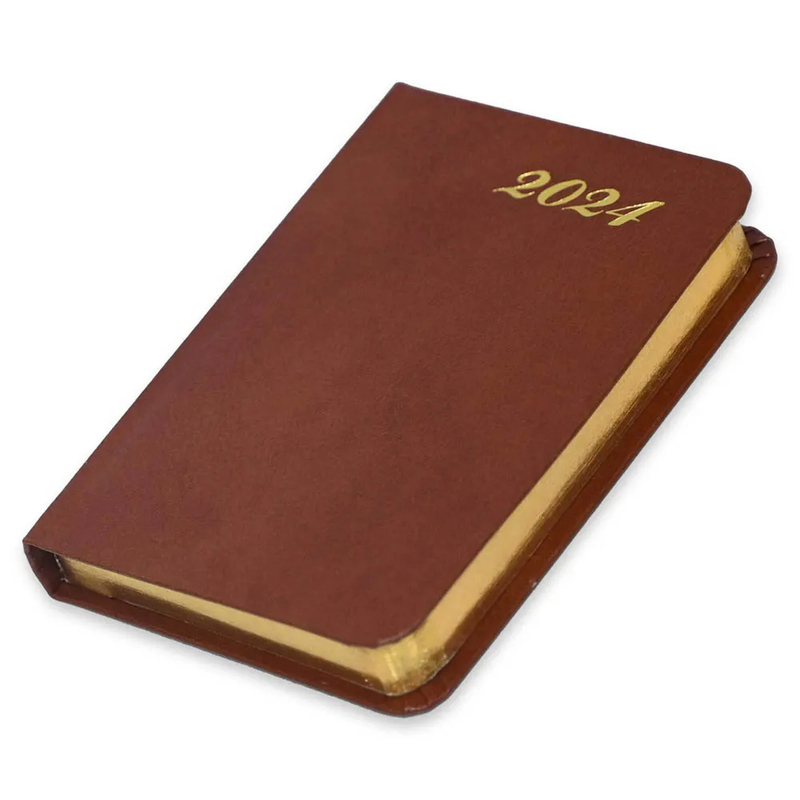 FIS Golden Bonded Leather Pocket Diary 2024 (English) Brown - FSDI10EGB24BR