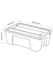 Box with lid, transparent, 39x28x14 cm/11 l