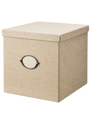 Storage box with lid, beige, 32x35x32 cm