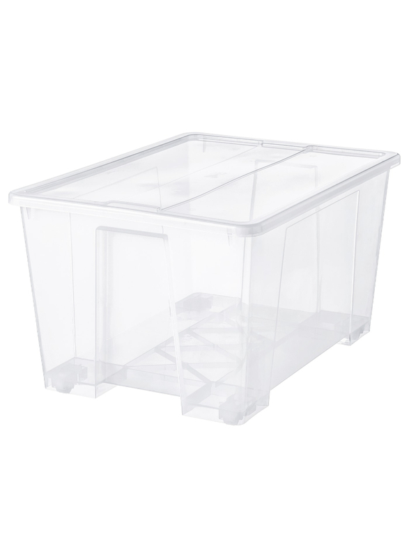 Box with lid, transparent, 79x57x43 cm/130 l