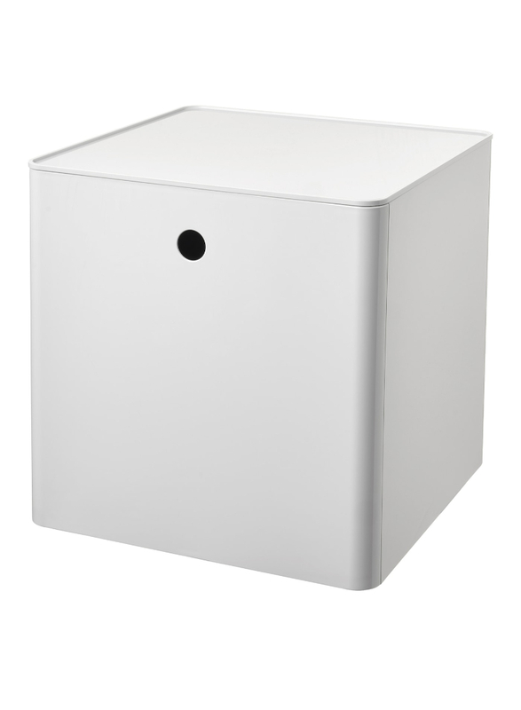 Storage box with lid, white, 32x32x32 cm