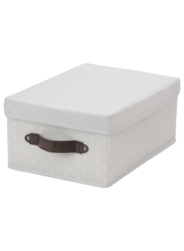 Box with lid, grey/patterned, 25x35x15 cm