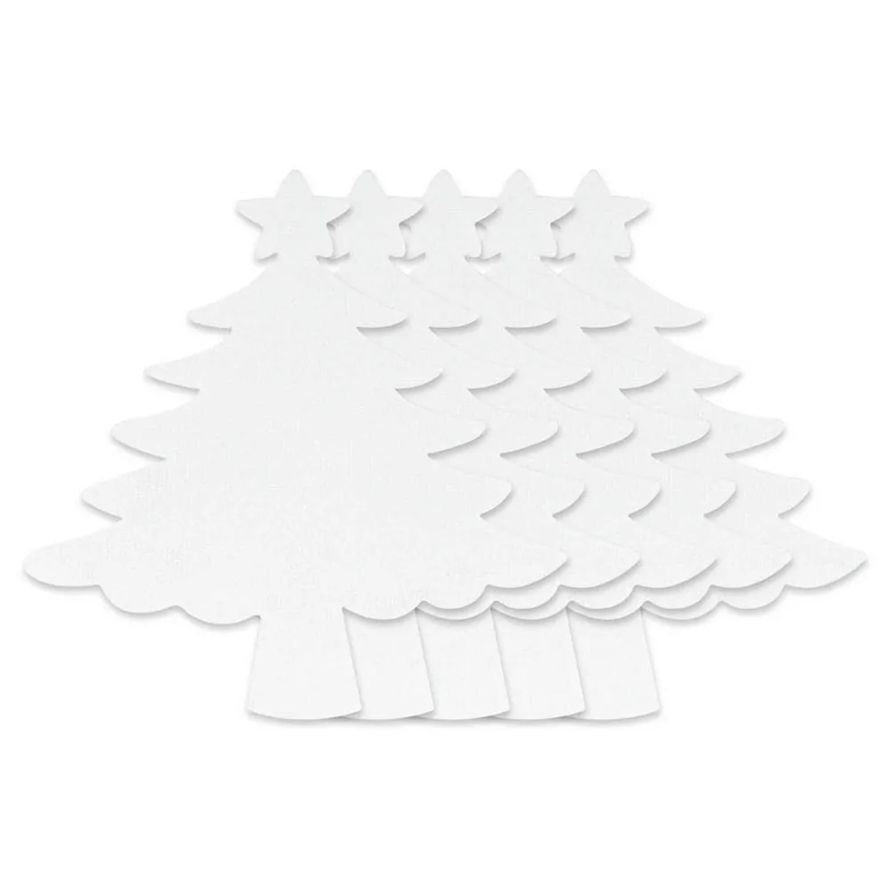 Pack of 5 Pieces Artmate Peelable Christmas Tree Shape Canvas Sticker, Self Adhesive Canvas, Primed White Colour - JISTJIPCS-5-1