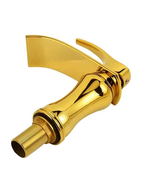 D & N Brass Wash Basin Mixer, 17cm, Gold