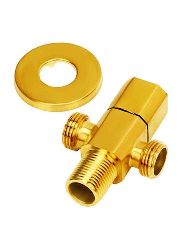 D & N Gold Coated Full Brass Angular Valve, Gold