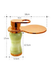 D & N Single Handle Hole Minimalist Bathroom Wash Basin Faucet with Cover Lead-free Brass Structure Green Onyx, Rose Gold