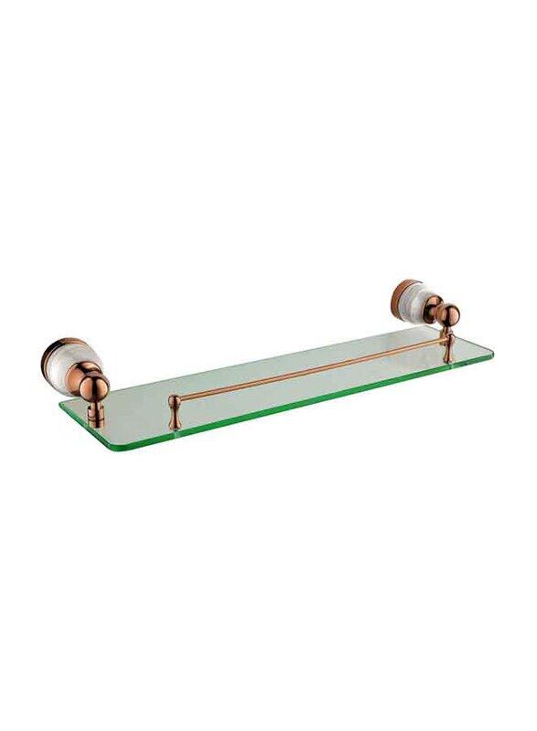 

D & N Wall-Mounted Brass High Quality Glass Single Shelf with White Onyx, Rose Gold