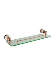 D & N Wall-Mounted Brass High Quality Glass Single Shelf with White Onyx, Rose Gold