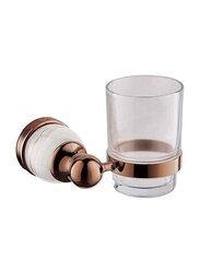 D & N Brass Glass Single Right Angle Toothbrush Holder with White Onyx, Rose Gold