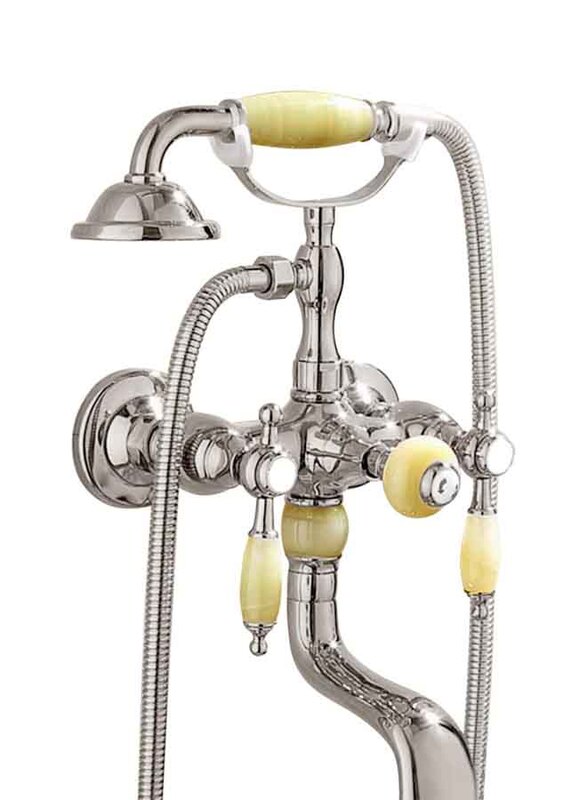 D & N Antique Brass Bathtub Shower Faucets Set Dual Knobs Mixer Tap Wall Mounted Bath Shower Set, Chrome