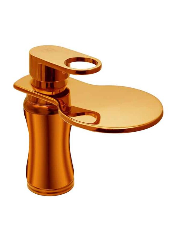 D & N Single Handle Hole Minimalist Bathroom Wash Basin Faucet with Cover Lead-free Brass Structure, Rose Gold