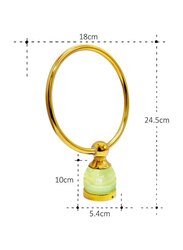 D & N Wall Mount Brushed Brass Bathroom Towel Ring with Green Onyx, Gold