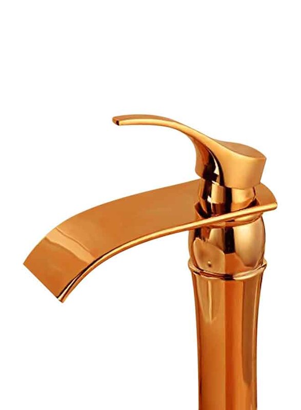 D & N Single Handle Single Hole Minimalist Basin Mixer Coated Brass Washbasin Faucet Sink for Bathroom Washroom Kitchen, 30cm, Rose Gold