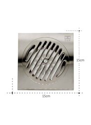 D & N 6-Inch Full Brass Floor Drain Multipurpose Shower Drain with Removable Cover, 15 x 15cm, Chrome