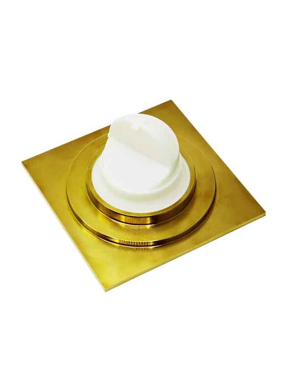 D & N Full Brass Floor Multipurpose Drain with Removable Cover for Bathroom and Kitchen, 15 x 15cm, Gold