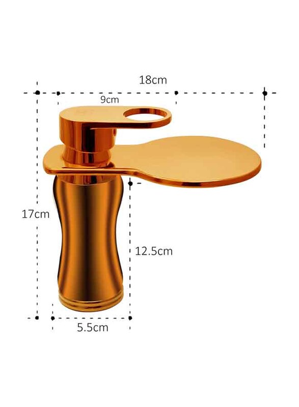 D & N Single Handle Hole Minimalist Bathroom Wash Basin Faucet with Cover Lead-free Brass Structure, Rose Gold