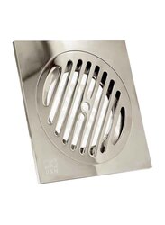 D & N 6-Inch Full Brass Floor Drain Multipurpose Shower Drain with Removable Cover, 15 x 15cm, Chrome