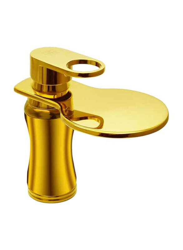 

D & N Single Handle Single Hole Minimalist Bathroom Wash Basin Faucet Sink Mixer Taps, 17cm, Gold