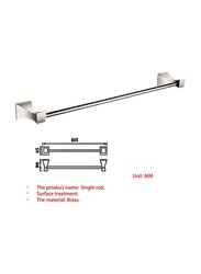 D & N Wall Mounted Quadrangular Single Rod Towel Rack Rose Gold Brass Towel Shelf Rails Rod Bar, Chrome